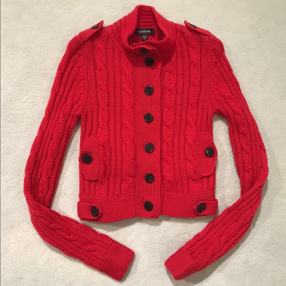 BEBE 100% Wool Button Cardigan - Picture 3 of 6